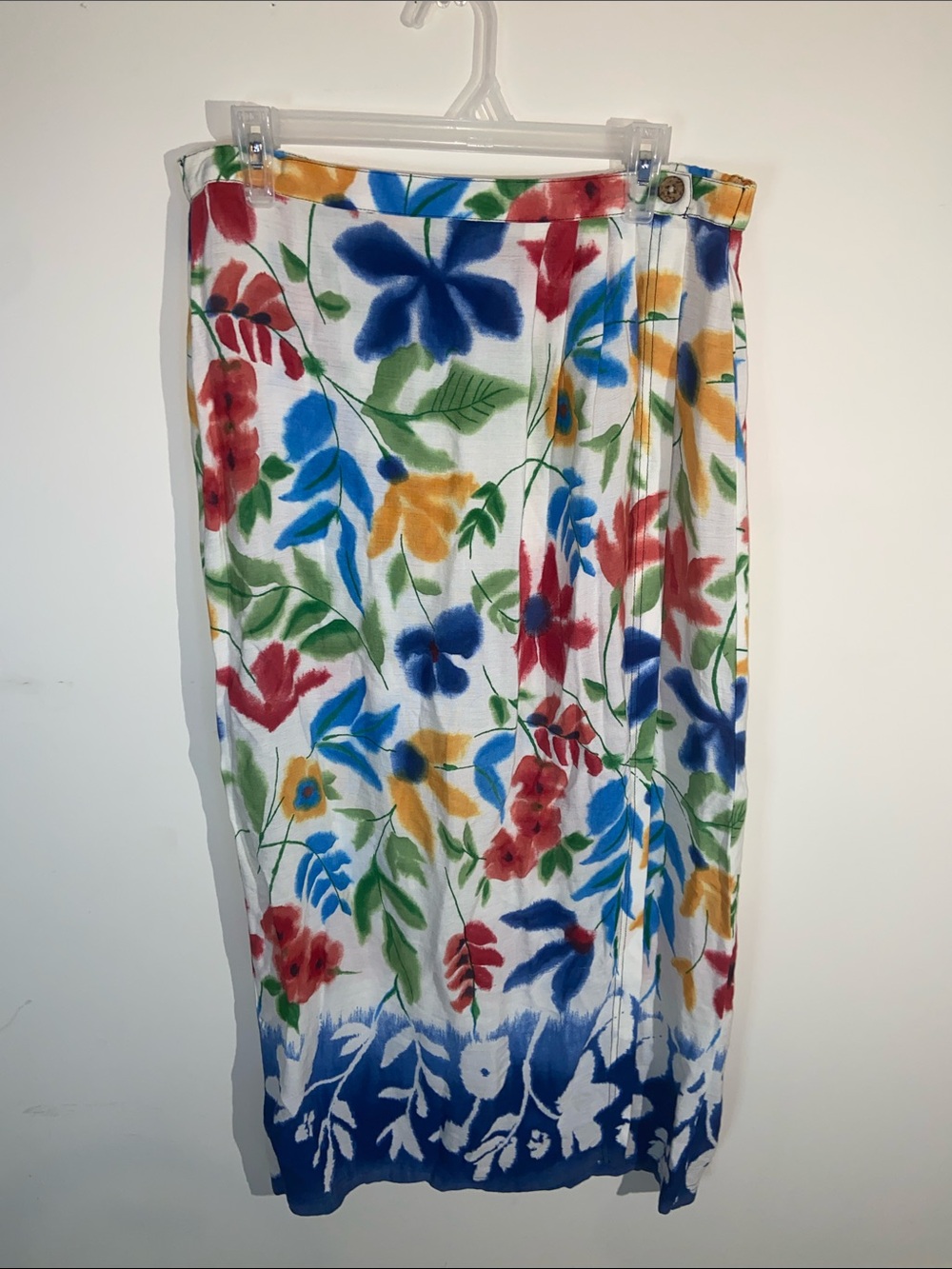 Vintage Carole Little Sport Tropical Wrap Maxi Skirt w/ Button Closure Size 10